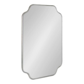 Kate and Laurel Plumley Glam Scalloped Wall Mirror, 24 x 36, Silver, Transitional Mirror Wall Decor