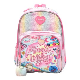 Lluvia Mochila Con Compartimiento Para Laptop Magic Vibes Bordado Primaria Rosa Ll20bpj07 Lluvia