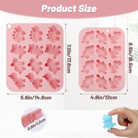 Beasea Chocolate Molds Silicone, 2pcs Mini Cute Dinosaurs Candy Ice Cube Making Silicone Mold for Baking Freezer Molds Small Tiny Nonstick Crafting Handmade Sheets Trays Mats