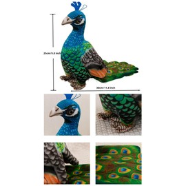Xshelley 25 cm Realistic Peacock Plush Toy,Cute Peacock Stuffed Animal Doll Peacock Plush Birthday Gift Home Decoration