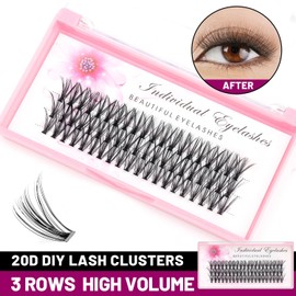 Dedila 8/10/12/14/16/17/18/20mm 60pcs 20 Root Grafting Individual False Eyelashes Mink Natural Long Eye Lashes Cluster Extension Makeup Beauty Fake Eyelash (5Boxes-14mm)