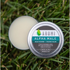 Aromi Alpha Male Solid Cologne | Fresh, Fruity Fragrance, Pineapple, Suede, and Lavender Scent, Father's Day Gift, Travel, Vegan, Cruelty-free (Alpha Male)