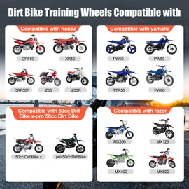 Dirt Bike Training Wheels for PW50, MX125 & CRF50 | Universal Fit 50cc 49cc Kids Dirt Bikes | Compatible with yamaha PW50/TTR50, razor MX125/MX350/MX400, honda CRF50 | Easy Install & 10-Year Warranty