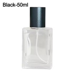SCOLAND 30/50ml Perfume Bottle Glass Refillable Perfume Atomizer Bottle with Beech Lid Large Capacity Cosmetic Container Travel (Black-50ml)