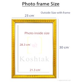 Koshtak khatu shyam ji with Teen Baan (30 x 23 cm) photo frame with Laminated Poster for puja room temple Worship (Golden frame)