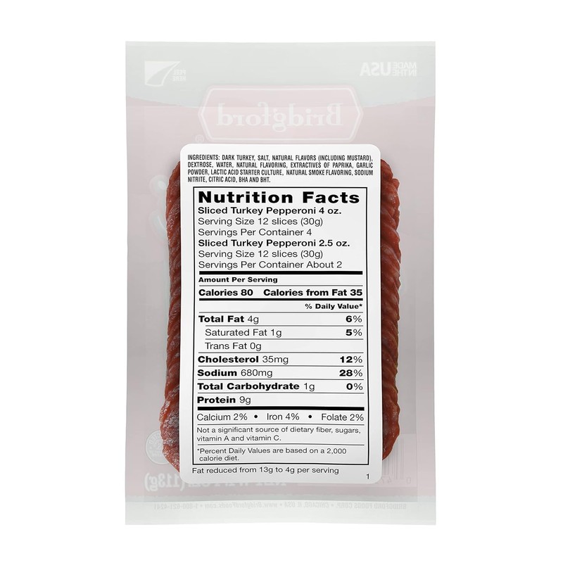 Bridgford Sliced Turkey Pepperoni 4 oz Pack of 3 -