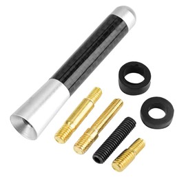 Carbon Fiber Car Aerial ，3" Screw Radio Short Antenna Aerial compatible with Universal Car Modification (Silver)