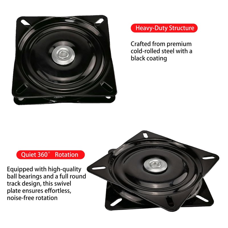 2Pcs 10" Swivel Base Plate Replacement 360° Ball Bearing for