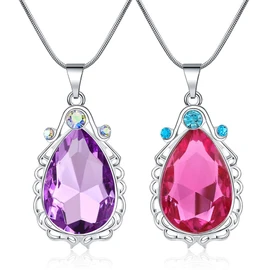 Sofia the Little Princess Amulet and Princess Elena Necklace 2-Piece Twin Sisters Teardrop Necklace Magic Jewelry Gift for Girls