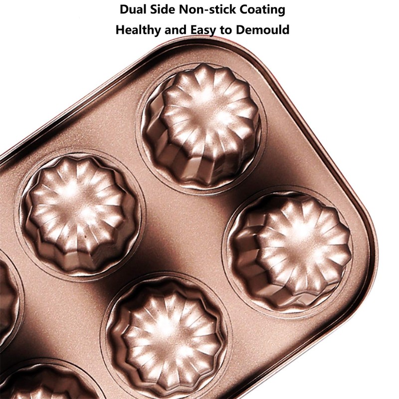 Cannele Mould Nonstick Cupcake Muffin Molds Golden Canneles Tin Baking