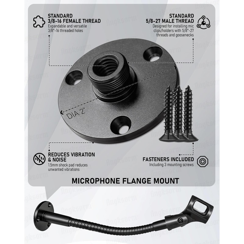 Microphone Stand - 6-INCH Heavy-Duty Flexible Gooseneck Desktop Mic Stands