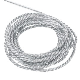 MECCANIXITY Twisted Cord Trim, 16 Yard 2mm 3-Ply Twine Braided Rope Shiny Thread String for Craft Gift Bag Curtain Christmas Decor, Silver-15m