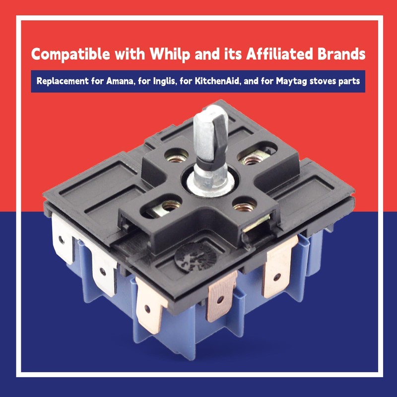 W10434452 Electric Range Dual Infinite Control Switch MDPA-W171-WPM, MDPA-W171-UNM Replacement