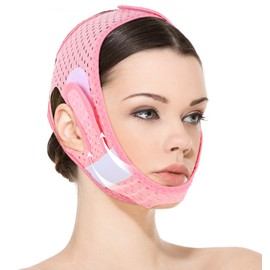 Chin Mask Double Chin, Face Slimming Strap in Pink, Ergonomic Design with Adjustable Velcro Fastening, Perfect for Face Tightening and Skin Care