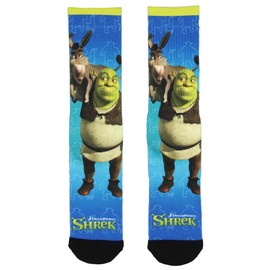 Bioworld Shrek Donkey and Shrek Sublimated All Over Print Crew Socks 10-13