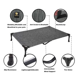 Veehoo Cooling Elevated Dog Bed, Portable Raised Pet Cot with Washable & Breathable Mesh, No-Slip Rubber Feet for Indoor & Outdoor Use, X Large, Black Silver