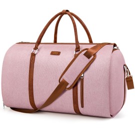 Convertible Garment Duffle Bags for Travel - Carry On Garment Bags With Toiletry Bag, Large Weekender Bags for Women Men 2 in 1 Hanging Suitcase Suit Travel Duffel Bags (2pcs Set, Pink)