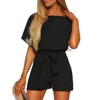 Vetinee Womens Black Summer Casual Belted Romper Keyhole Back Short