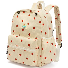 STEAMEDBUN Corduroy Kids Backpack for Girls and Boys 5-8: Girls Backpack for Elementary Kindergarten - 15 inch Cute Backpacks for Kids - Strawberry
