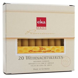 Eika Box of 20 Finest Beeswax Tree Candles Honey Yellow 10% Beeswax Made in Germany These are NO Ear Candles!