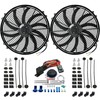 American Volt Dual 16-17 Inch 130w High CFM Motor Electric Radiator Cooling Fan Adjustable Thermostat Switch Controller Wiring Kit