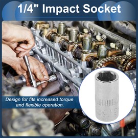 INFINAUTO Impact Socket 25mm for Car Motorcycle Dirtbike Repair Hardware Tool CR-V Silver Tone Durable 6 Point 9mm 1/4 Inch Drive
