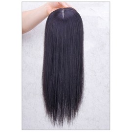3D Wispy Fringe Forehead Hairpiece Clip in Straight Middle Parting Topper for Women With Thinning Hair 35cm Dark Brown
