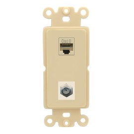 RiteAV - Cat6 Coax Port Wall Plate Decorative (Rocker) [Ivory/Ivory]