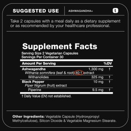Ashwagandha - Ultra High Potency 40:1 Extract with 25% Withanolides - Wild Harvested in India - Highly Concentrated & Third-Party Lab Tested - 60 Capsules