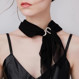 Rhinestone Geometric Silk Scarf Ring Brooch for Women Fashion Minimalist Irregular Double Lines Shawl Scarves Buckle Wrap Clasp Clip Rings Brooches Dainty Holiday Dress Accessories Jewelry (Silver)