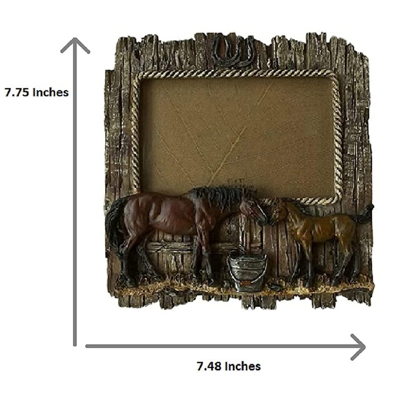 Comfy Hour 7.48" x 7.75" Double Horse Figurine Photo Frame,