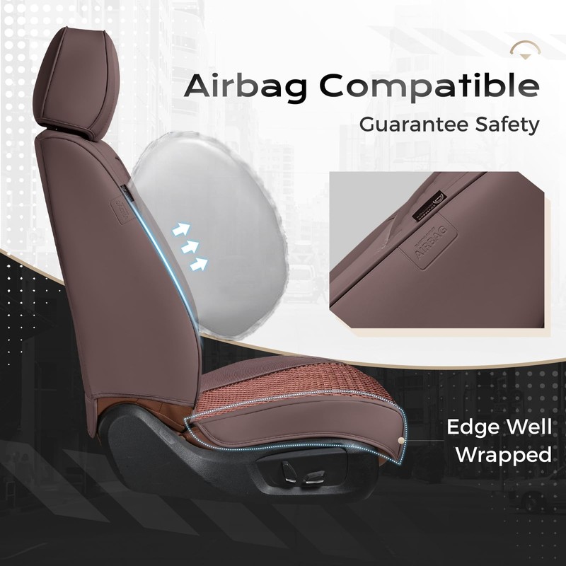 Coverado Leather Seat Cover Front, Universal Covers for Cars, Waterproof