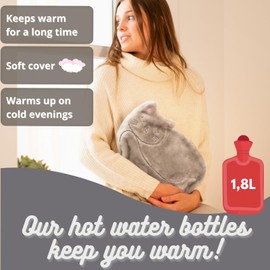 soxo Funny Hot Water Bottle with Cover Gift for Women Men Gifts Funny Hot Water Bottle Cat with Ears