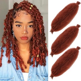 COOKOO 16 Inch Pre-Separated Springy Afro Twist Hair 3 packs Copper Red Marley Twist Braiding Hair Pre-Fluffed Spring Twist Hair For Soft Butterfly Locs Crochet Hair Extensions(16 Inch,350#)