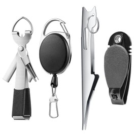 Yauhar 4Pcs Fishing Knot Tying Tool Set, Fishing Line Cutter Clipper, Hook Sharpener, Hook Eye Needle, Tackle Accessorizes for Fly Fishing