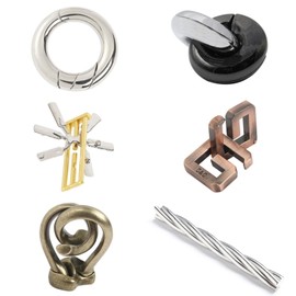 Joyeee 6 Pcs Brain Teaser Metal Wire Puzzles, Mind IQ Test Unlock Toy, Interlock Challenge Puzzle Game Educational Toy Gift for Boys Girls Teens Adults, #G