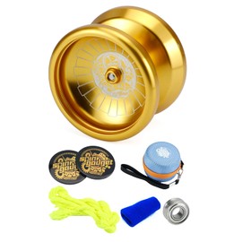 Spin Gear Metal Spin Gadget Starter Set (Full Metal Yo-Yo) for Beginners to Bind Settings (Gold)