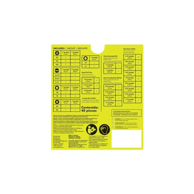 RYOBI Screwdriver Drill and Impact Drive Bit set (65-Piece) Drive