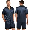 SWOMOG Couples Pajama Set Women & Men Silk Satin Short