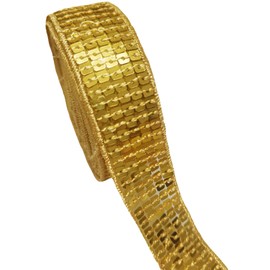 Lauthen.S 20 Yards Paillette Sequins Trim,4 Row 1 inch Sequins Ribbon Sewing Trim for DIY Craft Clothing Dress Sewing Embellishment Gold