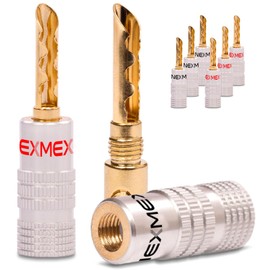 High End Hollow Banana Plug 8 Pieces (4 Pair) Hollow Banana Plug Tube 24 K Gold-Plated Connector for Cable up to 6 mm² Soldered or Screwable 8 AWG - 16 AWG