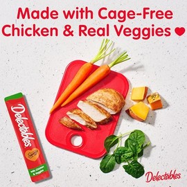 HARTZ Delectables Squeeze Up - Golosinas húmedas interactivas para Gatos Adultos y Mayores, Pollo y Verduras, 4 Unidades (Paquete de 8)