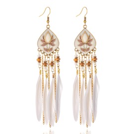 Long Feather Tassel Dangle Earrings Lightweight Feather Statement Earrings Bohemian Fringe Earrings Jewelry Gifts for Her