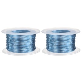 sourcing map 2pcs 20 Gauge Aluminum Craft Wire 0.8mm 98.5ft Flexible Bendable Anodized Metal Jewelry Sculpting Wire for Jewelry Making Modelling Craft DIY, Steel Blue