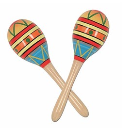 Beistle 2 Piece Mexican Fiesta Wooden Maracas Cinco De Mayo Noisemaker Party Favors Supplies, 8", Multicolored
