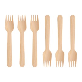 GoCoPack Wooden Cutlery: Pack of 100 Disposable Wooden 16cm Forks - Eco Friendly 100% Compostable and Biodegradable