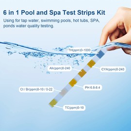 100 Pcs Hot Tub Testing Strips,6 in 1 Kit Pool Testing Strips and Spa Chemicals Swimming for Rapid Measurement of Residual Chlorine in Water PH Total Hardness Alkalinity for Tubs Free Bromine Ttorage