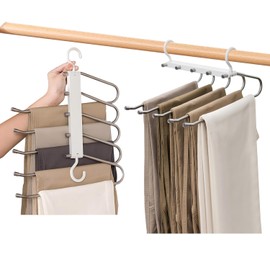 Denipry 2 Pack Trouser Hangers Space Saving, Stainless Steel Hangers Pants Organizer (White)