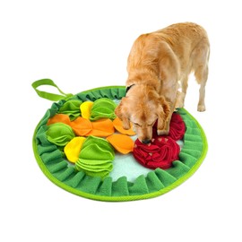 Andiker Non-Slip Pet Snuffle Mat with Hanging Rope, Snuffle Mat for Dogs to Consume Energy and Relieve Stress, Pet Snuffle Mat for Rabbits (Red Flowers)