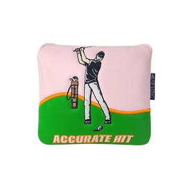 KOOLEVER Golf Mallet Putter Headcover, Putter Head Covers PU Leather, with Swing Action Embroidery Premium Magnetic Closure Square for Golf Headcover, Pink